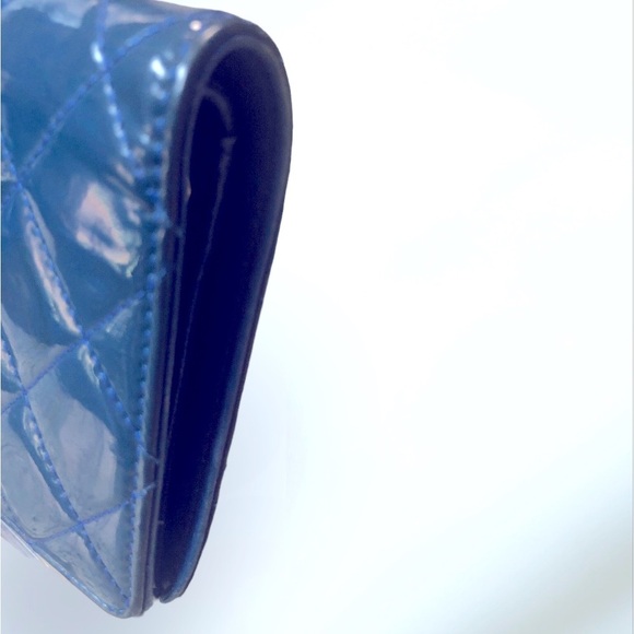 Chanel Classic Electric Blue Quilted Patent Leather CC Bifold Wallet, EC w COA - Picture 5 of 16